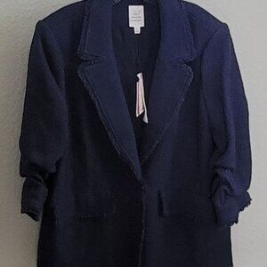 Cinq A Sept Khloe Navy Blue Tweed Blazer Jacket Size 12 New with tags